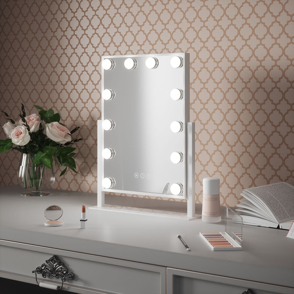 Hollywood-Style LED Vanity Mirror with Dimmable Lights  47x36cm