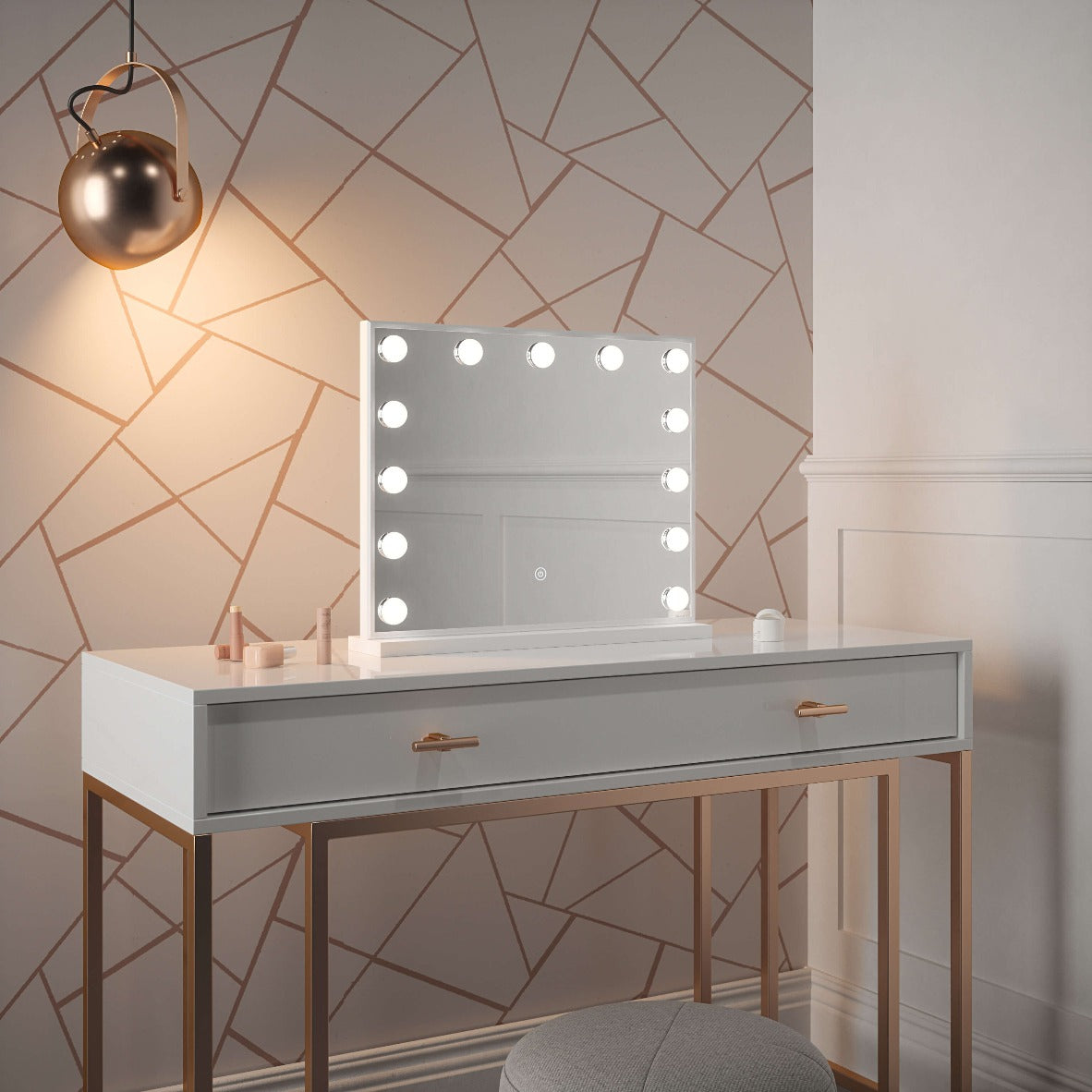 Hollywood-Style LED Vanity Mirror with Dimmable Lights 50x42cm