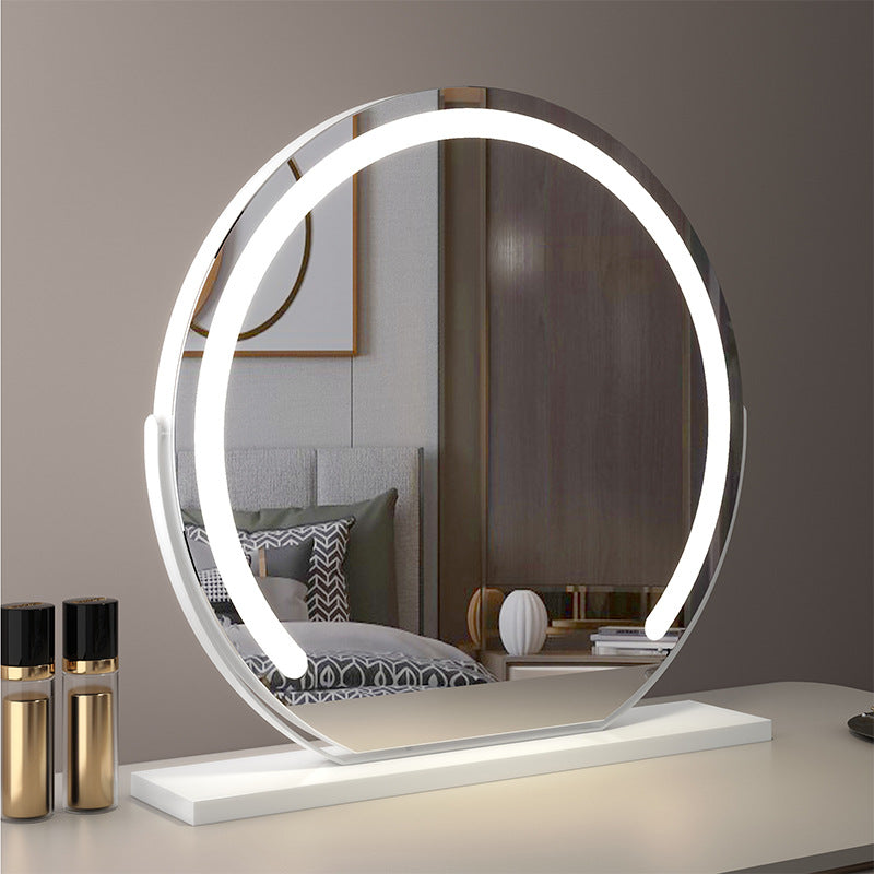 Large 24” Round Makeup Vanity Mirror – LED Strip Lighting, 3 Color Modes, 360° Rotation, and Adjustable Brightness for Dressing Tables, Black