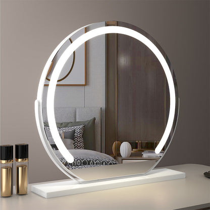 Large 24” Round Makeup Vanity Mirror – LED Strip Lighting, 3 Color Modes, 360° Rotation, and Adjustable Brightness for Dressing Tables, White