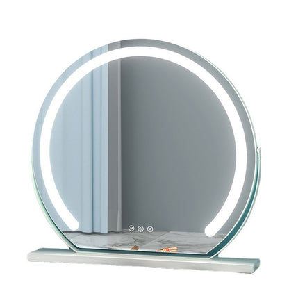 Large 24” Round Makeup Vanity Mirror – LED Strip Lighting, 3 Color Modes, 360° Rotation, and Adjustable Brightness for Dressing Tables, Silver