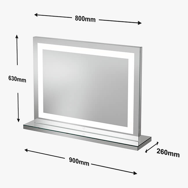 Hollywood-Style LED Vanity Mirror with Dimmable Lights 80x60cm